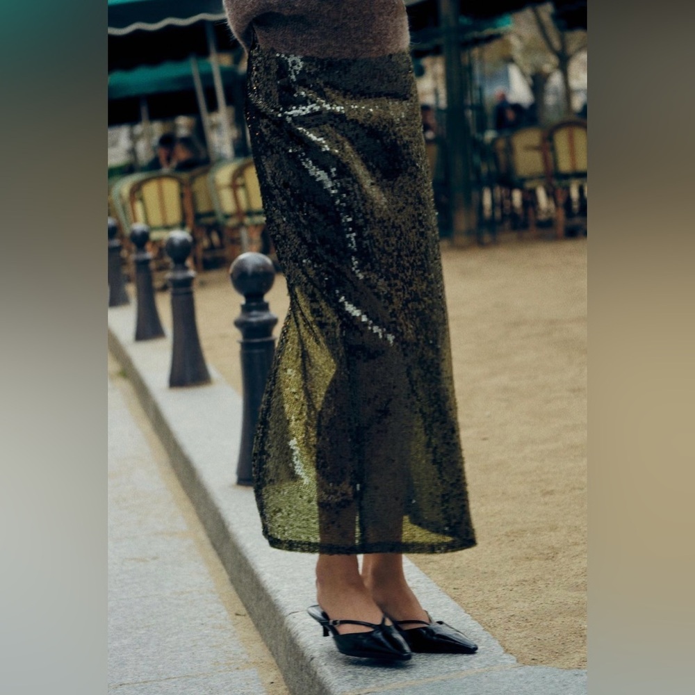 Zara Green Sequin Skirt